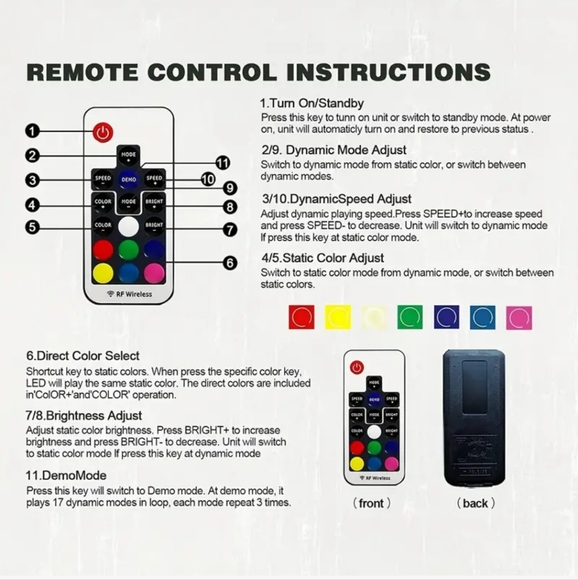 New Mustang Vinyl Record neon remote control 7 color 12" wall clock - Picture 9 of 11